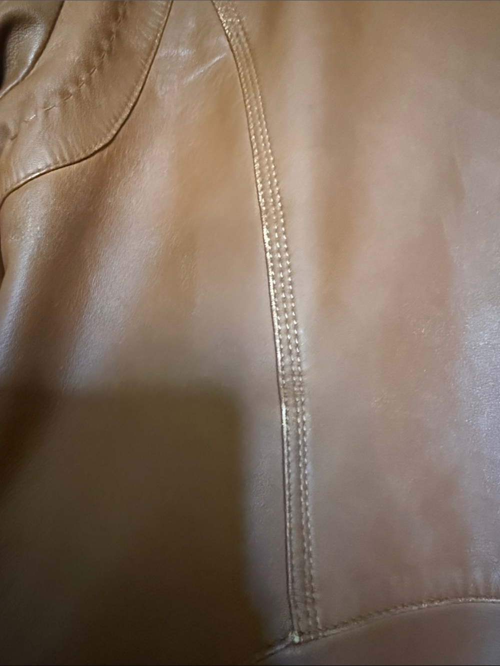 Quince Women Cognac 100% Sheep Leather Stand Collar Front Zip Moto Jacket Size L - Picture 6 of 8